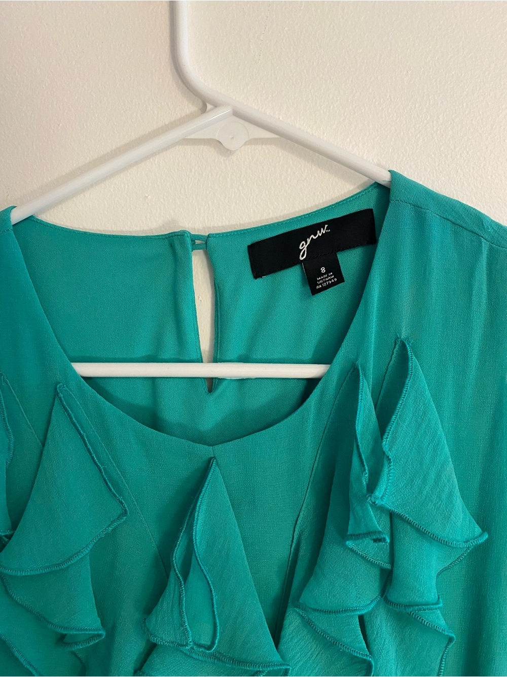 GNW Teal Ruffle-Front Midi Dress - Picture 2 of 7